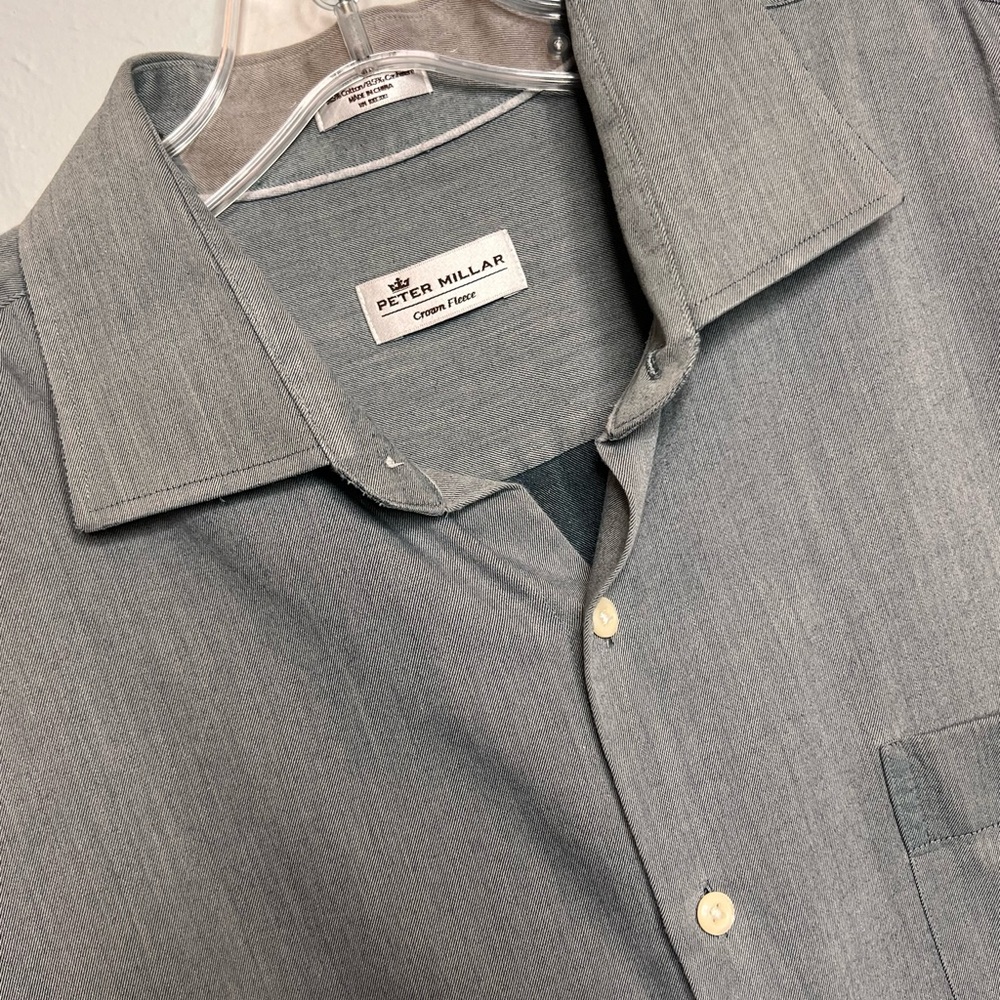 Peter Millar Crown Fleece Men’s XL Gray Long Sleeve Cotton Cashmere Button Shirt